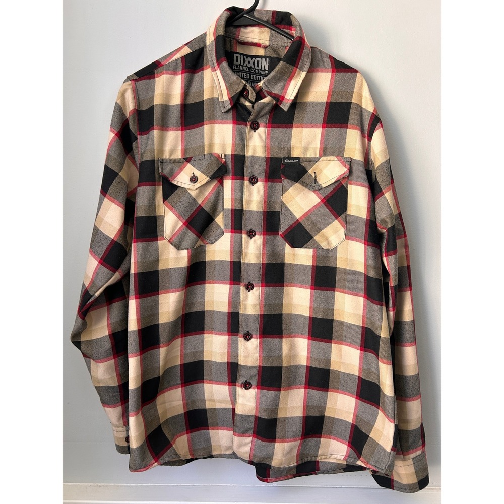 Dixxon Flannel Co Snap-on Limited Edition Plaid Shirt Mens Large Tan Black Red